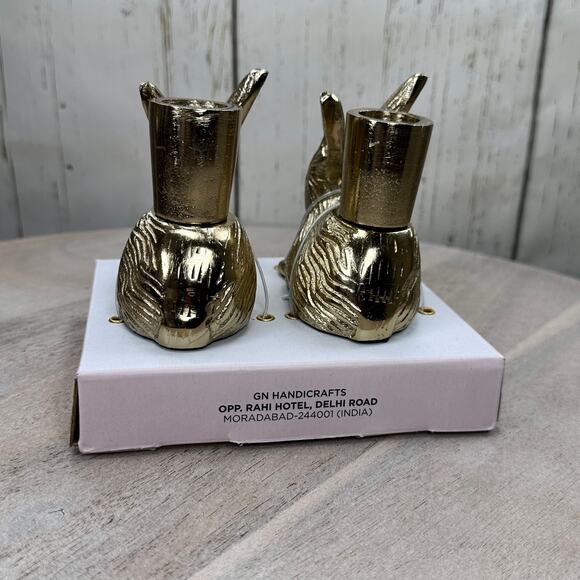 Cupcakes and Cashmere Gold Rabbit Bunny Taper Candle Holder Spring Easter Viral - Picture 5 of 16